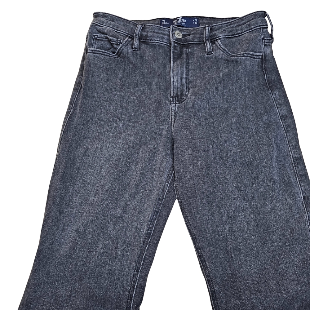 Hollister Women's Juniors High Rise Fit And Flare Jeans Black Washed Gray - Picture 2 of 7